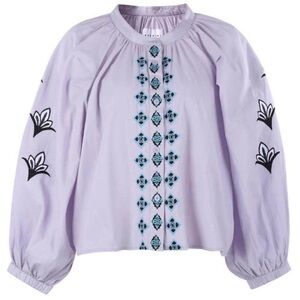 THE SHIRT Rochelle Behrens, women's Minka embroidered shirt in lavender, small